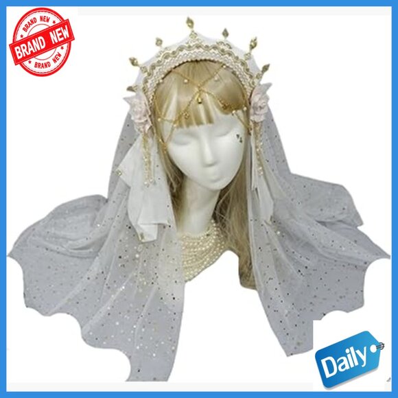Medieval Tudor Crown Hairband with Detachable Veil for Cosplay Halloween main image 6